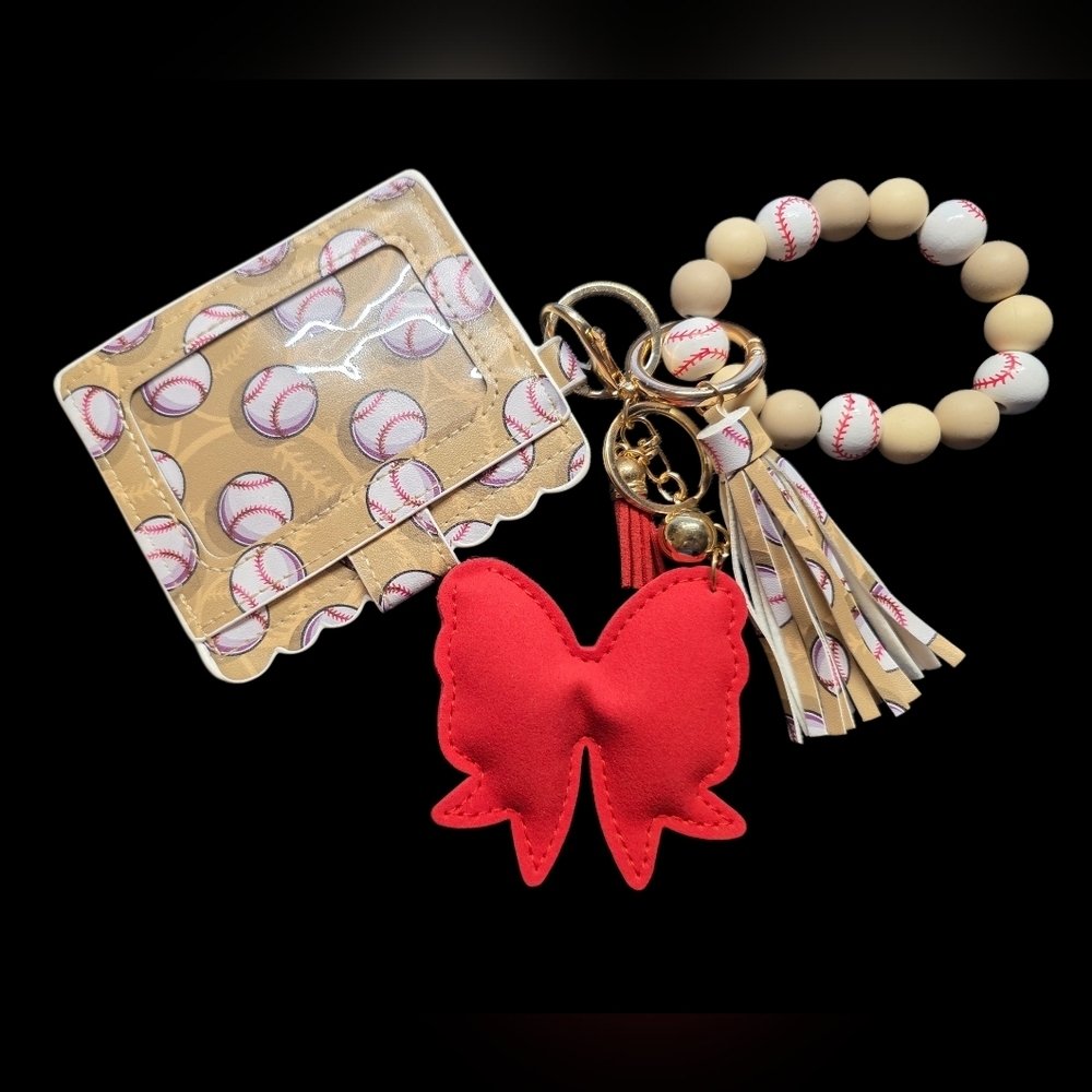 Baseball Pattern Wallet and Keychain Set - Picture 2 of 2